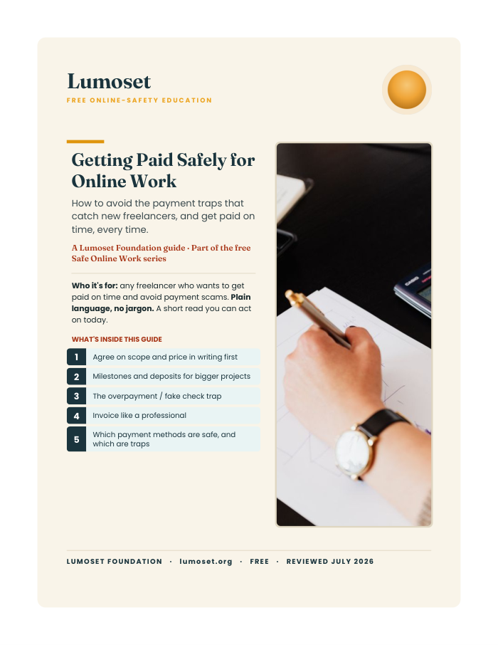Cover of Getting Paid Safely for Online Work guide