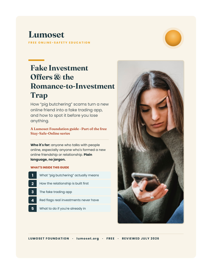 Cover of Fake Investment Offers & the Romance-to-Investment Trap guide